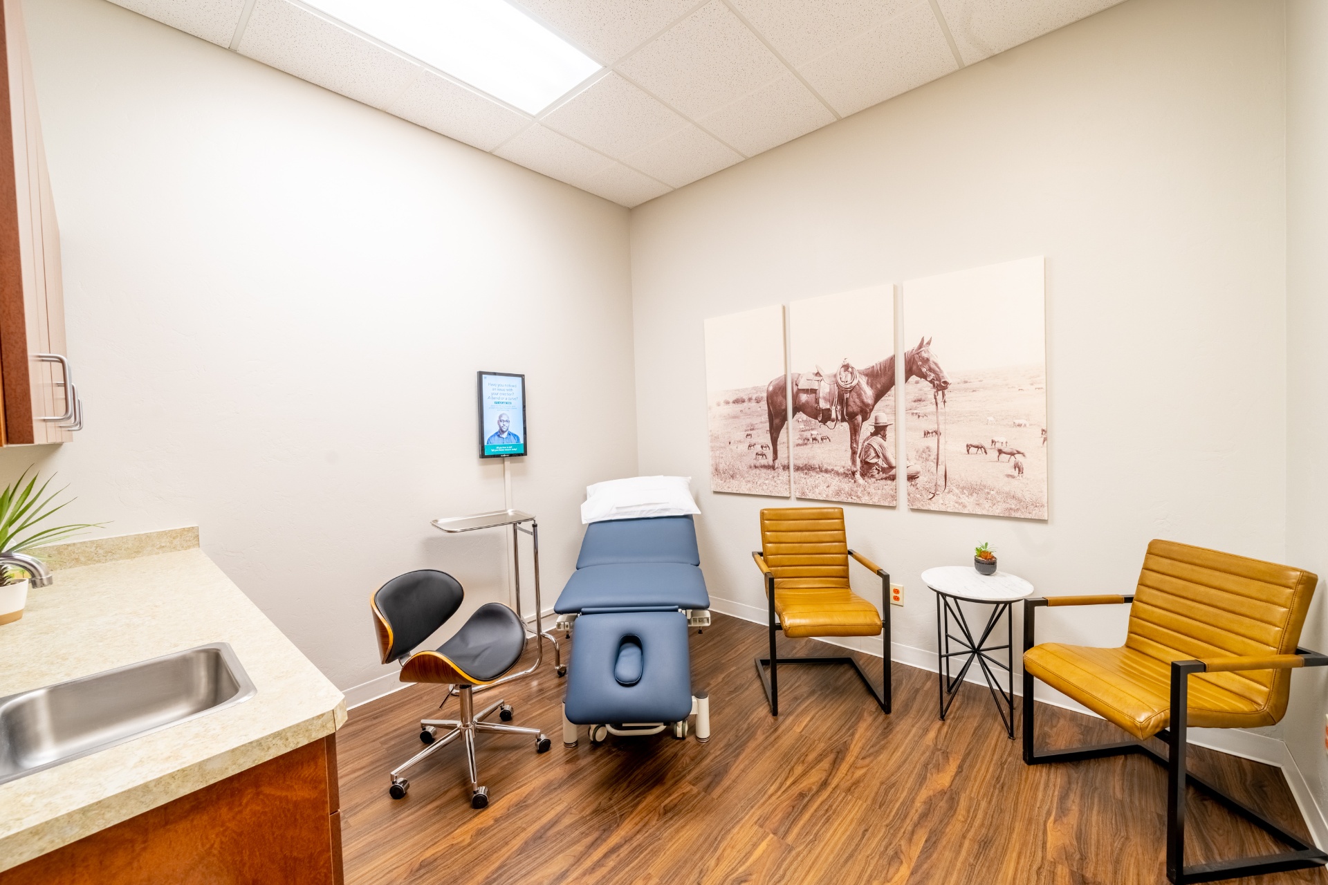 Private exam room with Southwestern artwork